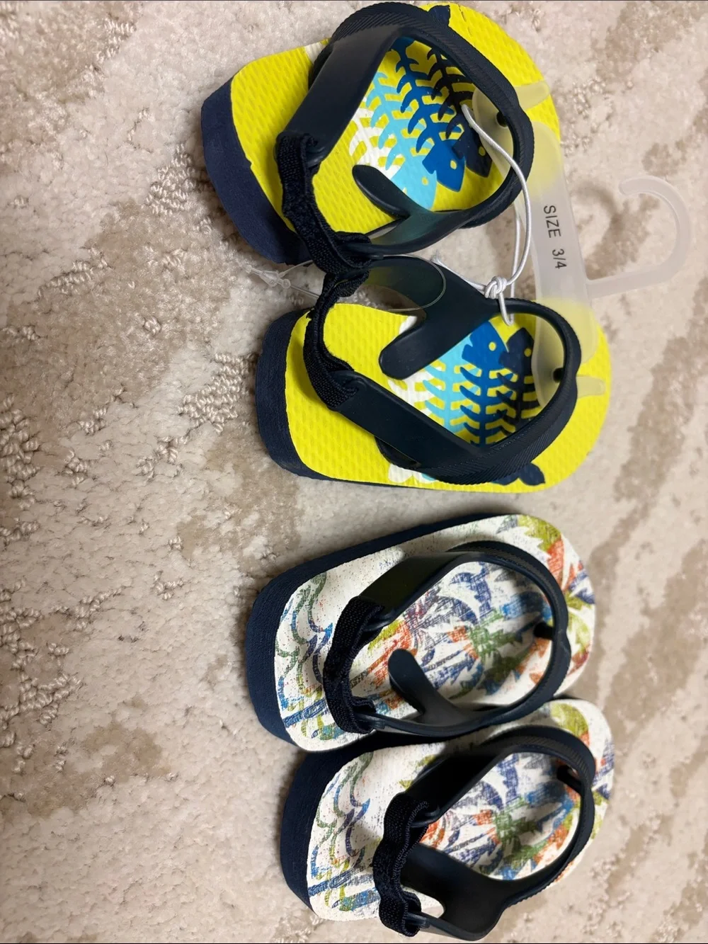 2 sets! Kids Navy and Yellow Flip Flops - Comfortable Summer Sandals